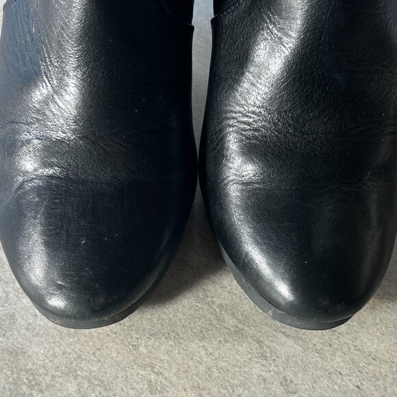Coach SZ 7 Della Black Leather Wedge Heel Knee High Boot Closet Staple - Picture 6 of 11